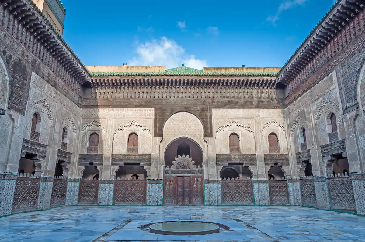 Bou Inania Madrasa – Fes Morocco Guide Bou Inania Madrasa zellige courtyard architecture in Fes