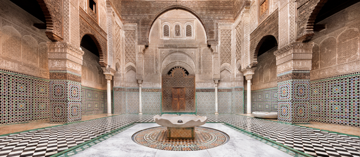 Book a Guided Tour in Fes Morocco Intricate Islamic architecture and zellige tiles in Fes Madrasa – guided tours in Fes